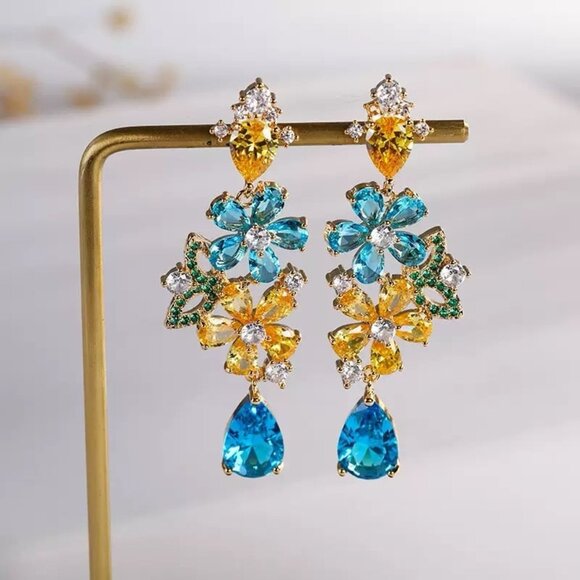 Jewelry - Utena flower drop butterfly earrings